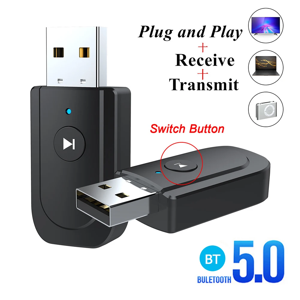 

SY18 USB Bluetooth-совместимый адаптер 5,0 AUX 3,5 мм беспроводной музыкальный приемник передатчик Мини ТВ ПК комплект беспроводной адаптер