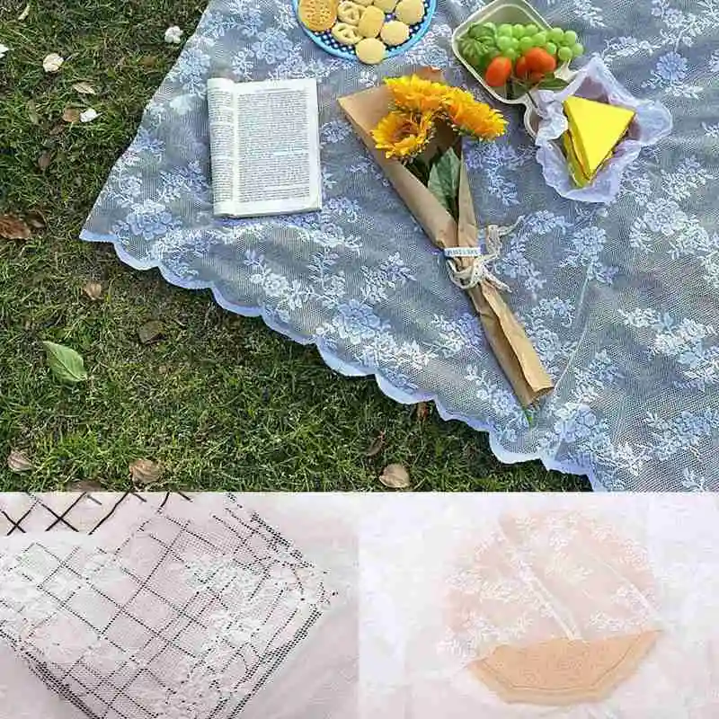 

Lace Picnic Cloth Spring Outing Lawn Mat Picnic Outdoor Mat Table Cloth Pastoral Wind Mesh Camping Mat