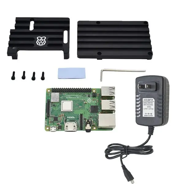 Комплект 2 3 в 1 для Raspberry Pi 3 Model B+(плюс)+ ЧПУ Алюминий чехол с выходом 5V 2.5A Мощность адаптер Наборы штепсельная вилка стандарта США - Комплект: Комплект 2
