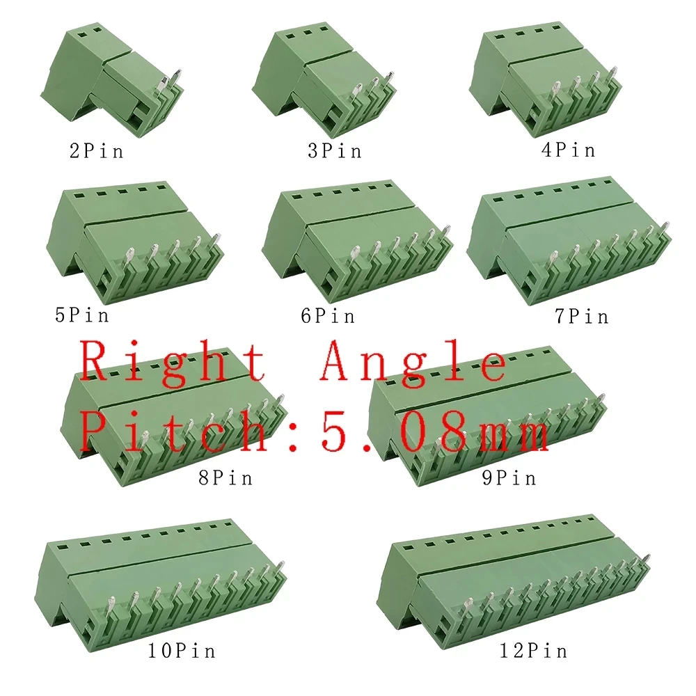 5 пар 2EDG 5,08 мм Прямоугольный Штекерный штекер 2-12PIN 300 В 10A PCB винтовая Клеммная колодка коннектор 5,08 мм Шаг Штекерный разъем