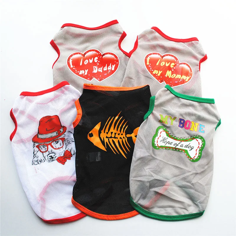 Сетчатая тонкая летняя одежда для собак футболка маленькой собачки домашних