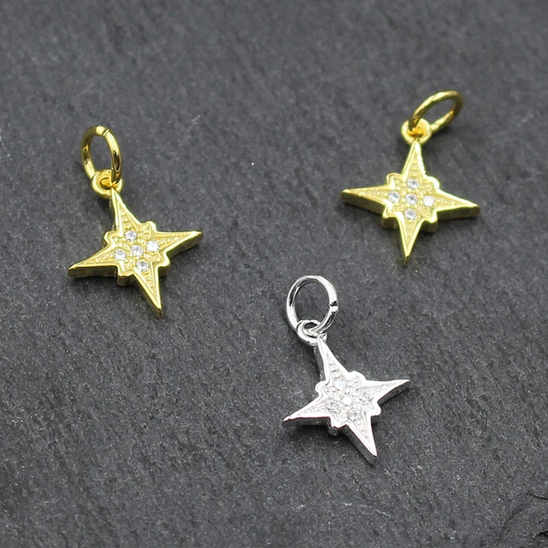 Подвеска звезда из серебра 925 пробы с микрофианитами|Ювелирная фурнитура и