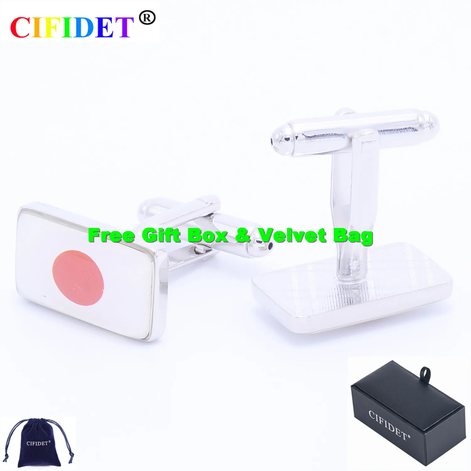 

Патриотические запонки CIFIDET, модные запонки с японским флагом, запонки для рубашек с бархатной сумкой и подарочной коробкой, ювелирные аксе...