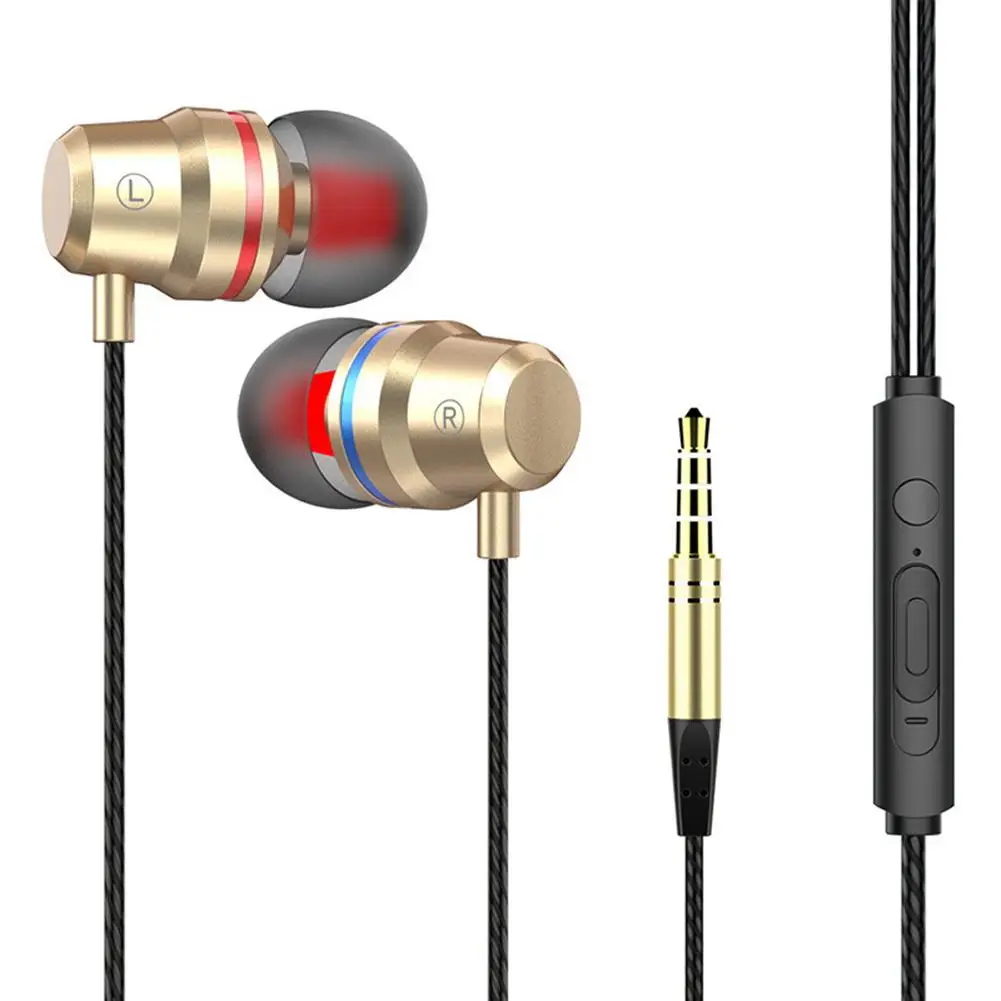 

3.5mm Wired In-Ear Earphone Metal Heavy Bass Stereo Subwoofer Volume Control Headphone Wired Magic Earplugs With Mic