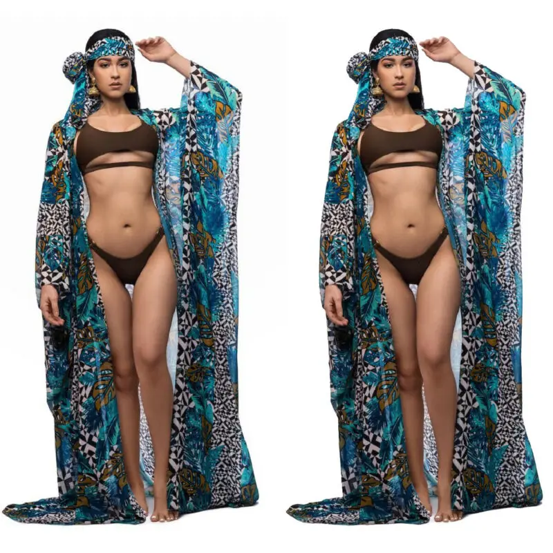 

Eight Different Style One Size Women Sheer Summer Drape Beach Style Bikini Print Cover Up Long Swimwear Dress Bathing Suit