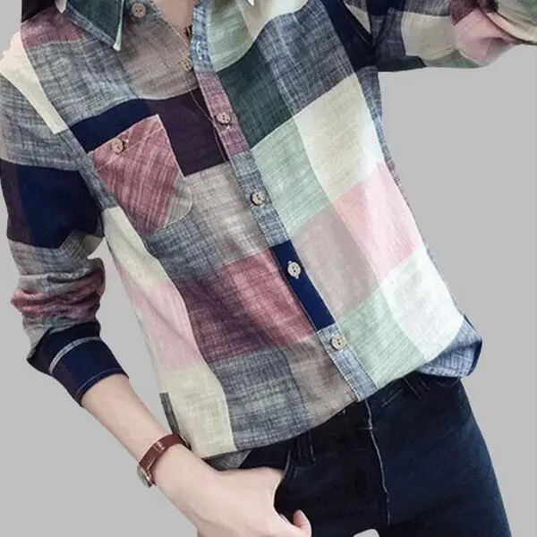 2020 женские блузки в клетку кимоно винтажная льняная хлопковая блуза с длинным
