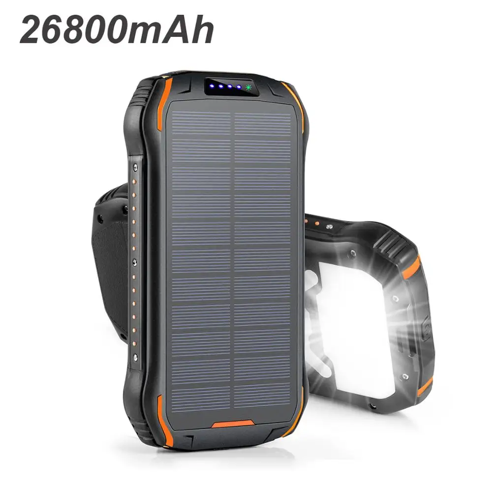 26800mah Солнечное Мощность Дополнительный внешний аккумулятор с микро-Тип USB-c