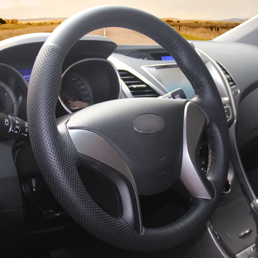 Hand-stitched Black Artificial Leather Anti-slip Car Steering Wheel Cover for Hyundai Elantra 3 2011-2016 Sport 2011 | Автомобили и