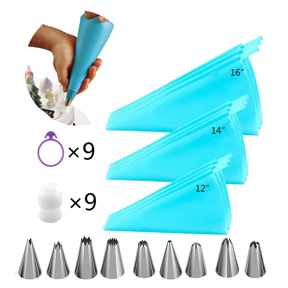 

36 Pieces Stainless Steel Cake Decorating Mouth Set with 3 Type TPU Decorating Bag for DIY Birthday Cake Homemade Dessert