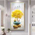 Светильник лая Роскошная золотая Картина на холсте с деревом, пейзаж, плакаты и принты, современная простая декоративная картина для гостиной, домашний декор