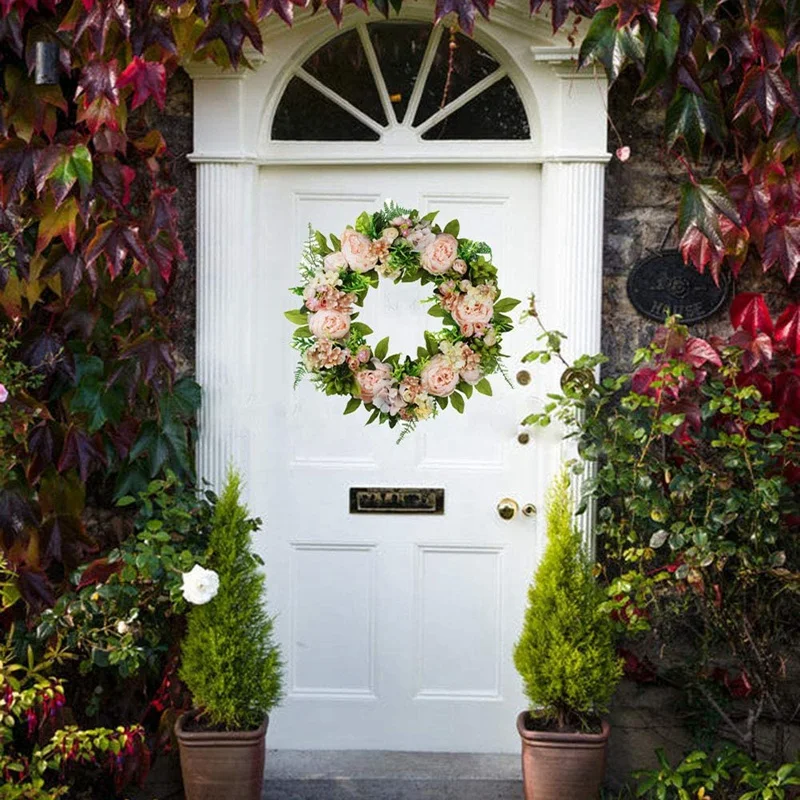 

Big deal Peony Hydrangea Wreath Door Wreath - Handcrafted Wreath for Front Door Wall Window Wedding Party Garden Home Decor