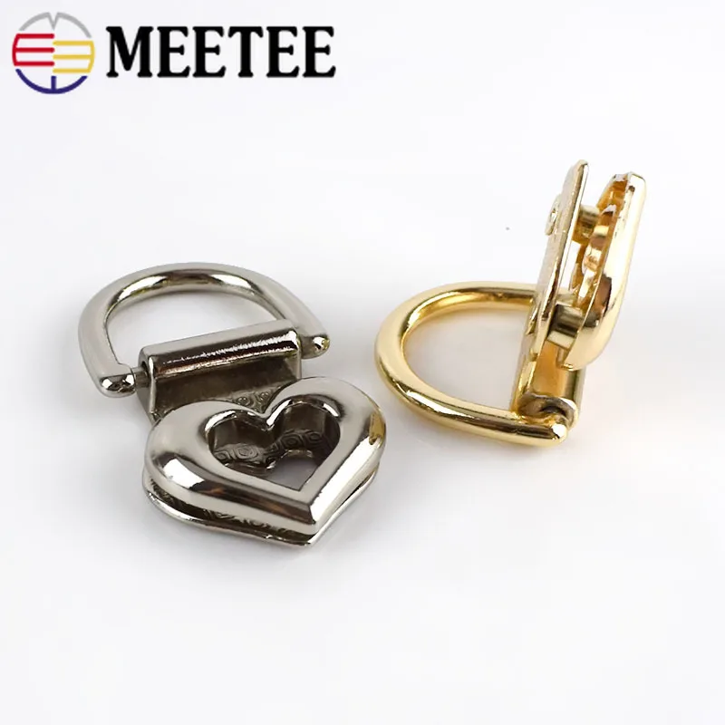 Meetee 4 шт./10 шт. 19 мм металлическая сумка боковые пряжки сердце O D кольцо вешалка