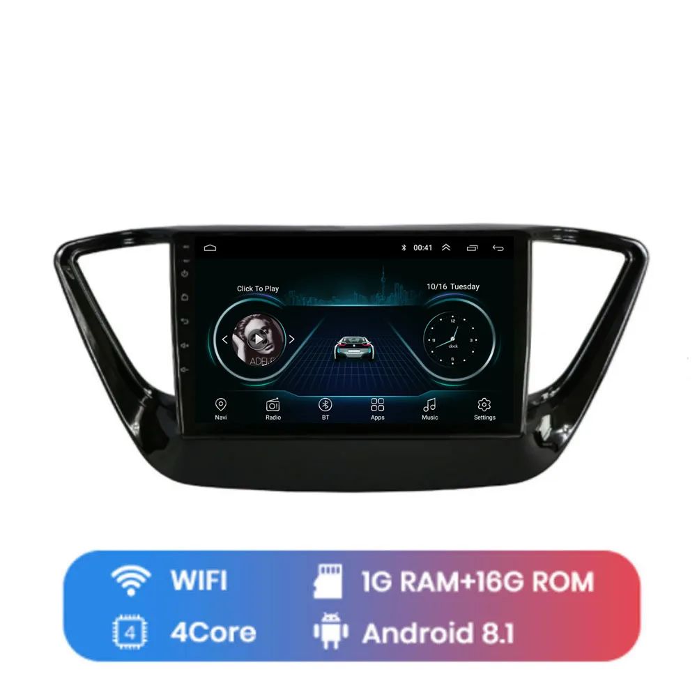 WIFI (1G 16G) 4G LTE Android 8,1 для HYUNDAI Solaris Verna Мультимедиа стерео автомобильный dvd-плеер навигация gps радио - Цвет: WIFI (1G 16G)