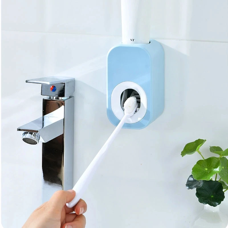 

Toothpaste Dispenser Wall Mounted Plastic Automatic Toothpaste Squeezer Bathroom Accessories Organizer Toothbrush Holder Rack