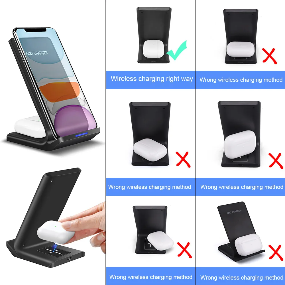 Беспроводное зарядное устройство FDGAO для iPhone 12 11 XS XR X 8 Airpods Pro Samsung S21 S20 15 Вт |