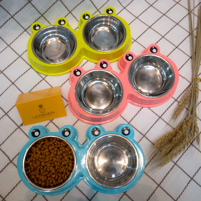 Скидка товары для домашних животных двойные миски собак из нержавеющей стали