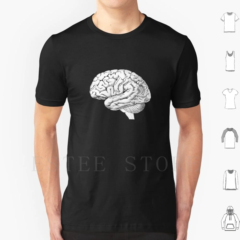 

Акварель анатомический мозг футболка Сделай Сам Большой размер 100% хлопок Анатомия мозга черно-белая Серая шкала серого человека наука