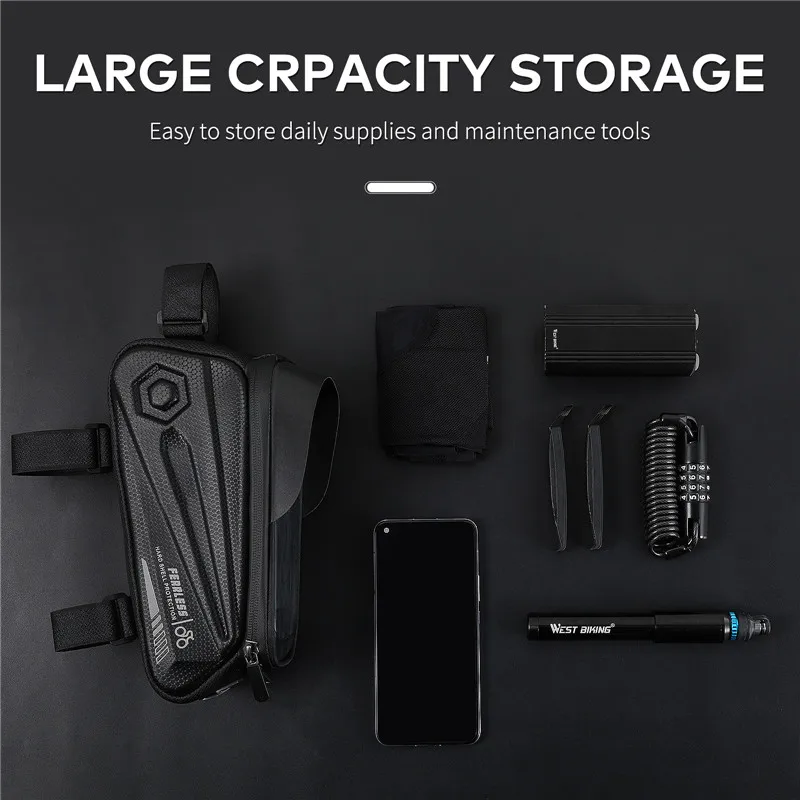 WEST BIKING Водонепроницаемая велосипедная сумка на переднюю верхнюю раму жесткий