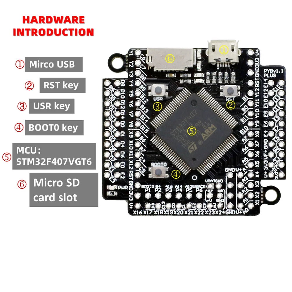 Pyboard V1.1 PYB plus V11 MicroPython STM32F407VGT6 демо плата основная кожа питона|Демонстрационные