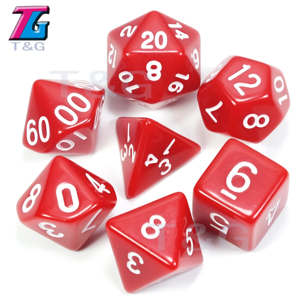 01 Red Одежда высшего качества 7 шт./компл. акриловые многогранные TRPG игры для Подземелья и Драконы непрозрачные D4-D20 Multi по бокам кости Pop для игровая - Цвет: 01 Red