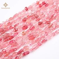 6 8mm strawberry quartz irregular loose nuggets stone spacer beads for jewelry diy making bracelet earrings accessories 15inches