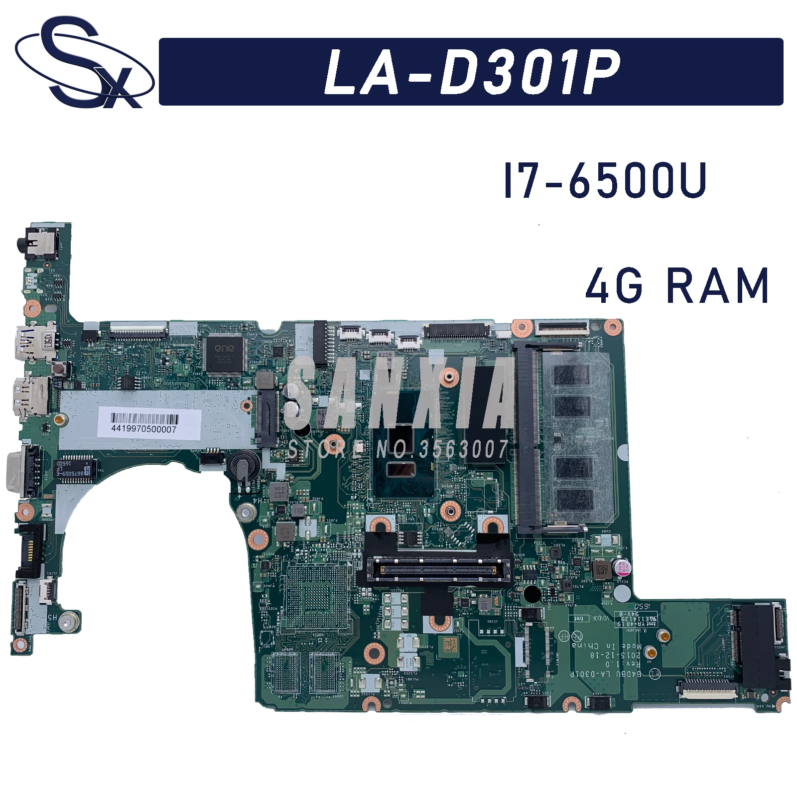 

KEFU LA-D301P is suitable for ACER Travelmate TMP648-M TMP648 P648 N15C5 laptop motherboard I5-6200U 4G-RAM (GM)100% test OK