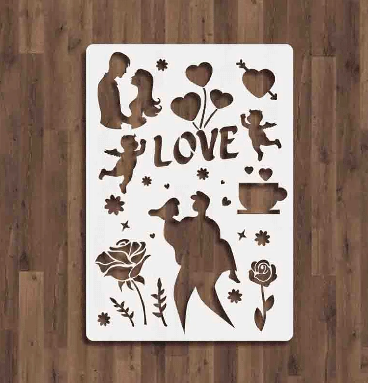 

A4 29cm Lover Couple Baby DIY Layering Stencils Wall Painting Scrapbook Coloring Embossing Album Decorative Template
