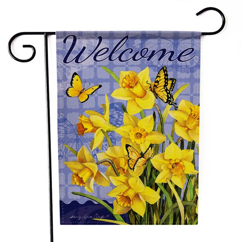 Lychee двухсторонние садовые флаги серии цветов и птиц льняные баннеры вечерние DIY