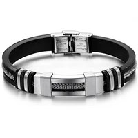 2021 trend male length 215mm fashion pu leather mens bracelets stainless steel black hand braided multilayer men gift jewelry