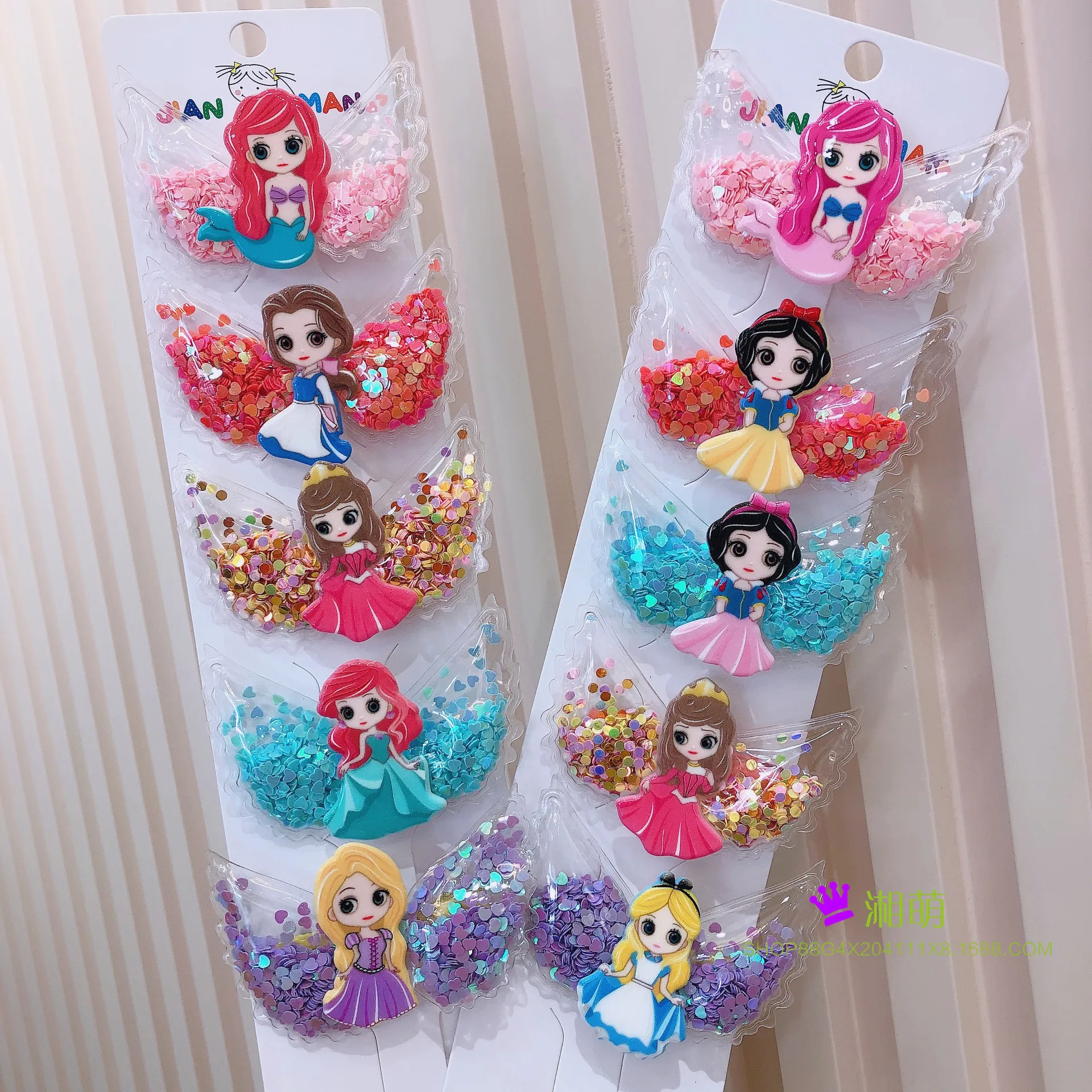 

Disney cartoon wings princess hairpin girl press clip mermaid side clip children's hair accessories hairpin acrylic bangs clip