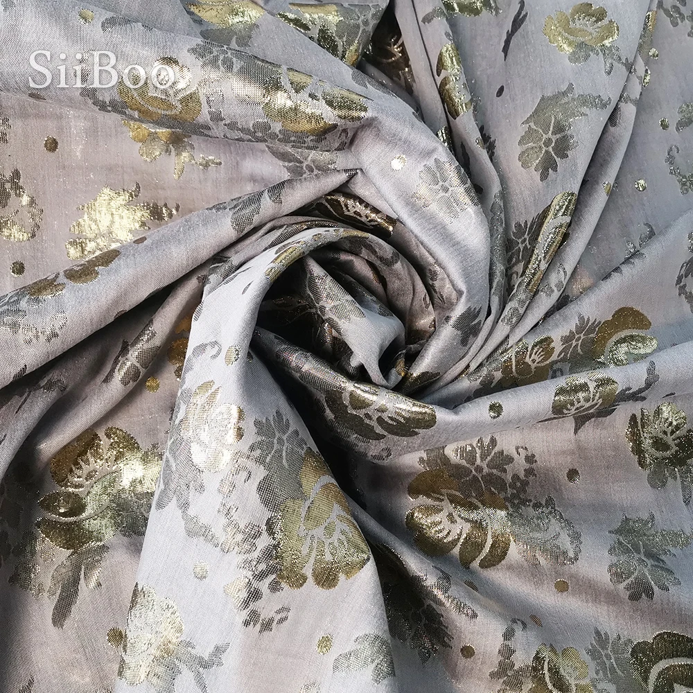 Роскошная золотая Цветочная металлическая жаккардовая натуральная шелковая