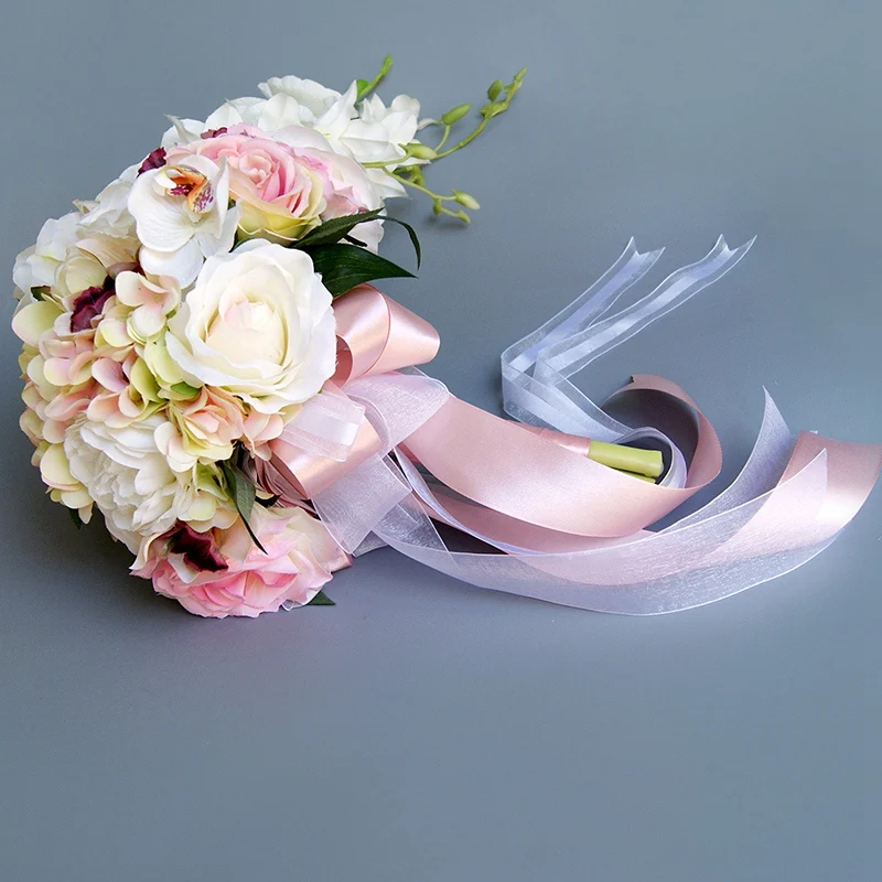 Waterfall Water Drop Type Bouquet Pink White Wedding Flowers Bridal Bouquets Artificial Rose Pr | Свадьбы и торжества