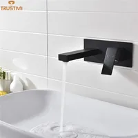 Basin Faucet Bathroom Brass Black/Chrome Finish In wall  Double Valve Mixer Basin Tap Bath Tub Sink mixer Basin Mixer Tap