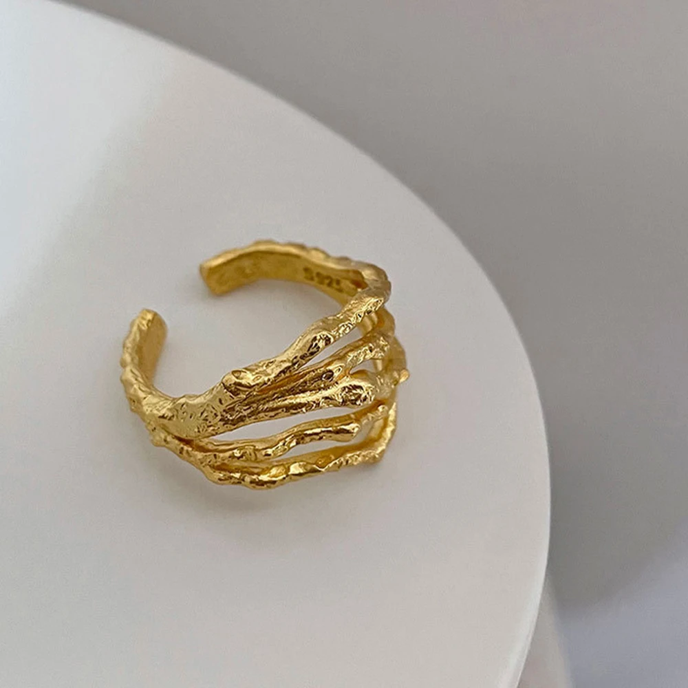 

2021 Fashion Simple Design Ring Vintage Silver Color Joint Rings for Women Jewelry Korean Version Joint Ring Irregular Geometric