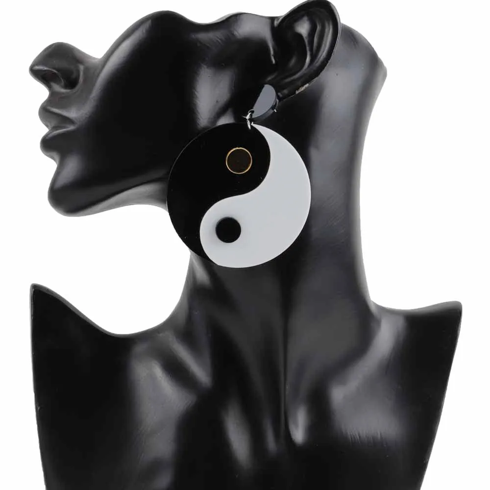 

New Creative Funny Tai Chi Gossip Acrylic Drop Earrings For Women Geometric Big Round Dangle Earrings Pendant Fashion Jewelry