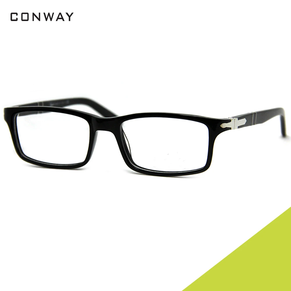 CONWAY, Личные очки, оправа, прозрачные линзы, прямоугольные оптические очки, ацетатная оправа, очки без рецепта, фирменный дизайн - Цвет оправы: Black