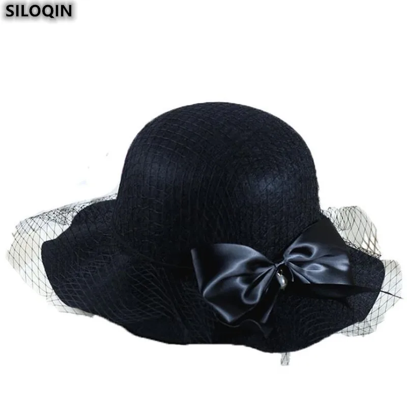 

100% шерстяная элегантная шляпа-федора SILOQIN для женщин, осенне-зимняя модная Панама с бантом, шляпа для отдыха, вечеринки, Дамская шапка