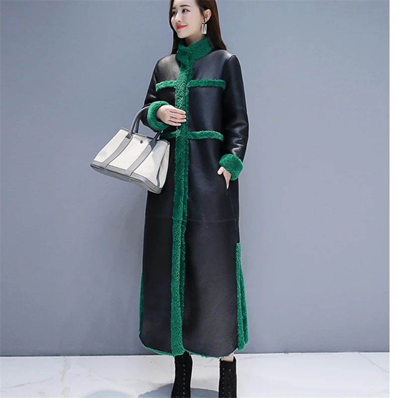 Двухстороннее длинное женское пальто из искусственного меха 2019 Зимняя мода