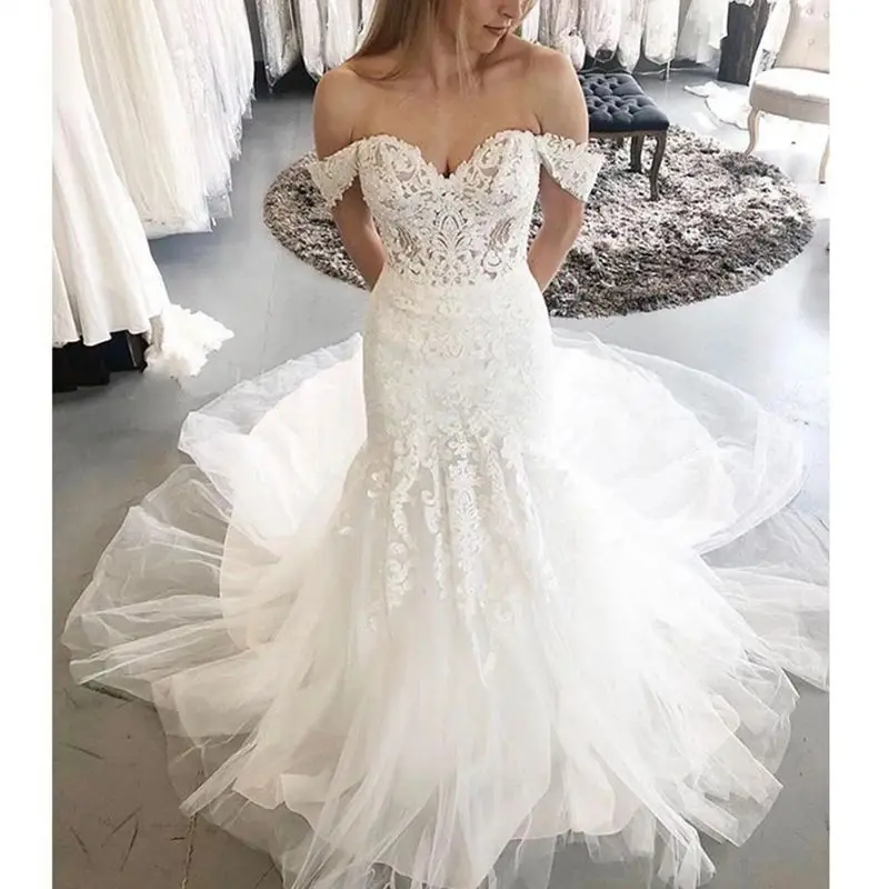 

New Arrival Sexy Mermaid Wedding Dresses Lace Appliques Sweetheart Off The Shoulder Backless Bridal Gowns Vestido de noiva