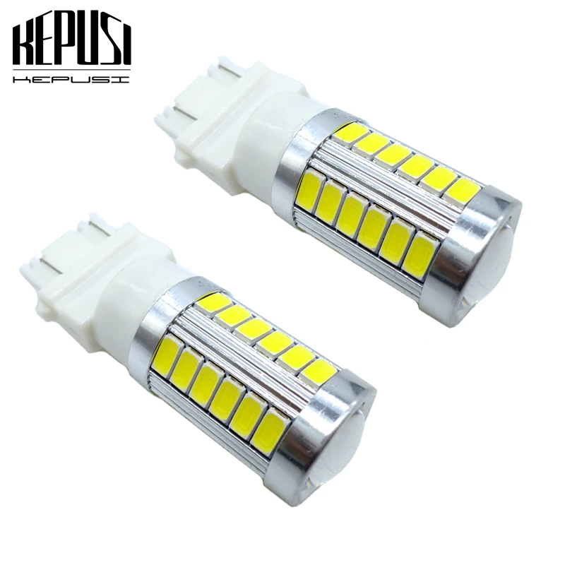 2x3157 светодиодные Белые 3057 33SMD T25 лампы P27/7 Вт автомобисветильник фары задний стоп