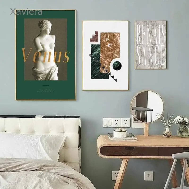 

European Retro Poster Geometric Abstract Sculpture Wall Art Canvas Painting Modern Home Decoration Bedroom Interior Pictures