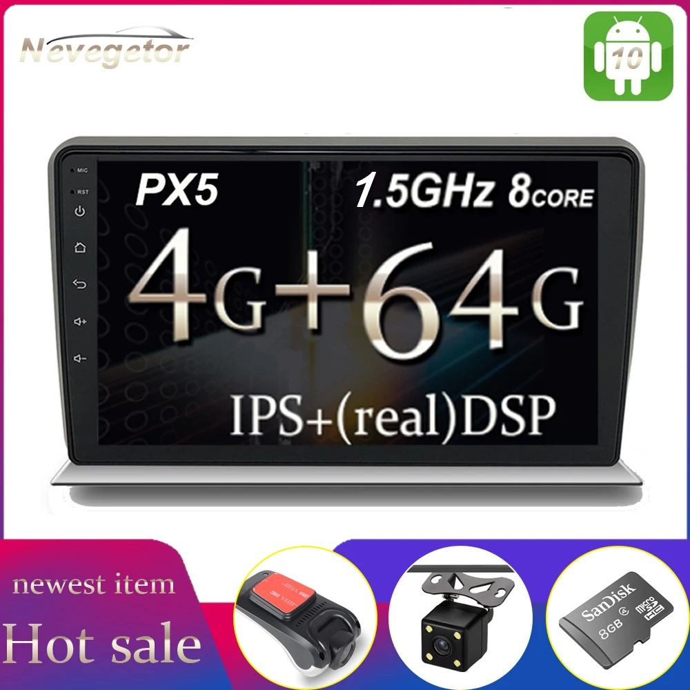 Автомобильный мультимедийный плеер 64G IPS DSP Android 10 головное устройство для Audi A3 8P S3