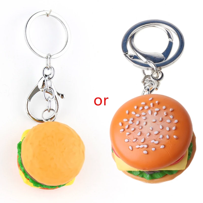 

Hamburger Cheeseburger Polymer Clay Key Chain Simulation Food Pendant Keyring