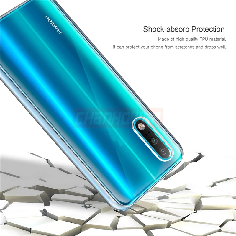 Двойной силиконовый чехол для Huawei Y5 2019 AMN LX1 LX2 LX3 LX9 прозрачный с полным покрытием