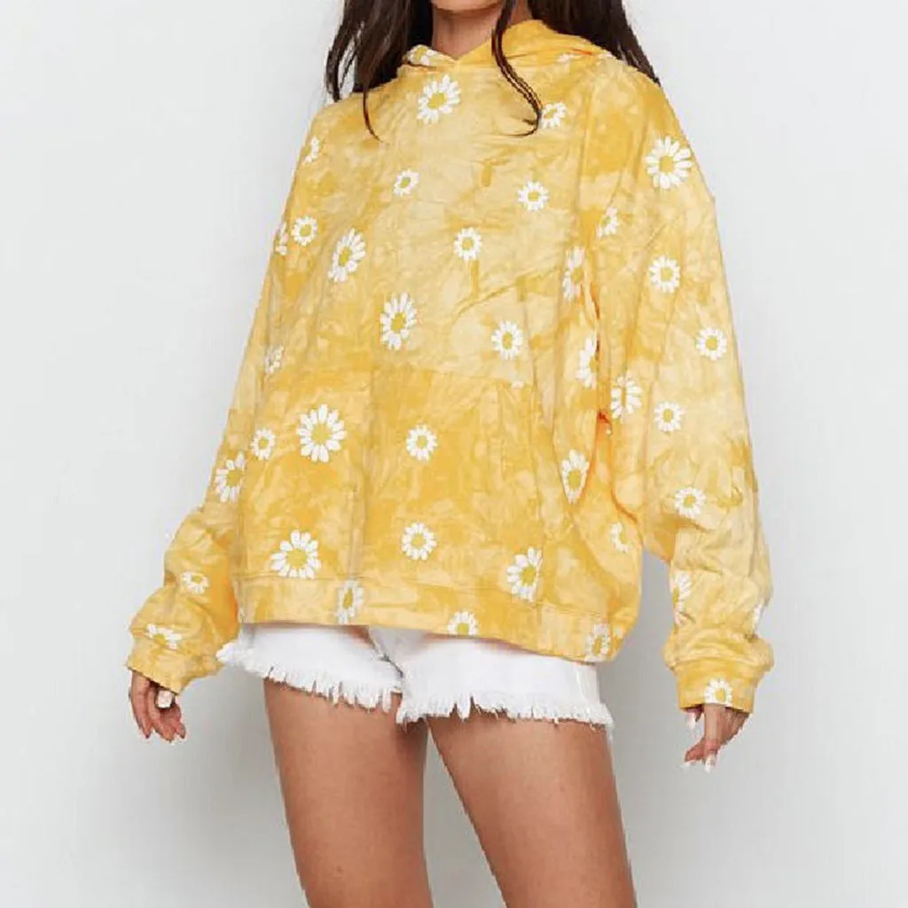 

Autumn Winter Women Hoodies Sweatshirts Tie Dye Printing Loose Leisure Hoodie Plus Size Long Sleeve Clothes For Fashion Women
