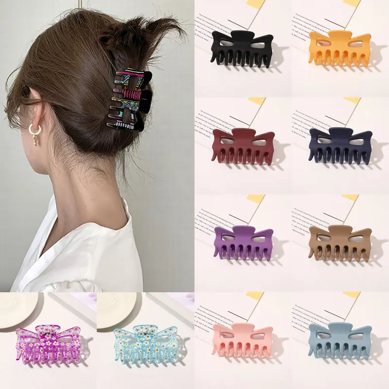

1 шт. простые акриловые заколки для волос, Женские винтажные цветные заколки для волос с принтом конского хвоста, матовые аксессуары для вол...