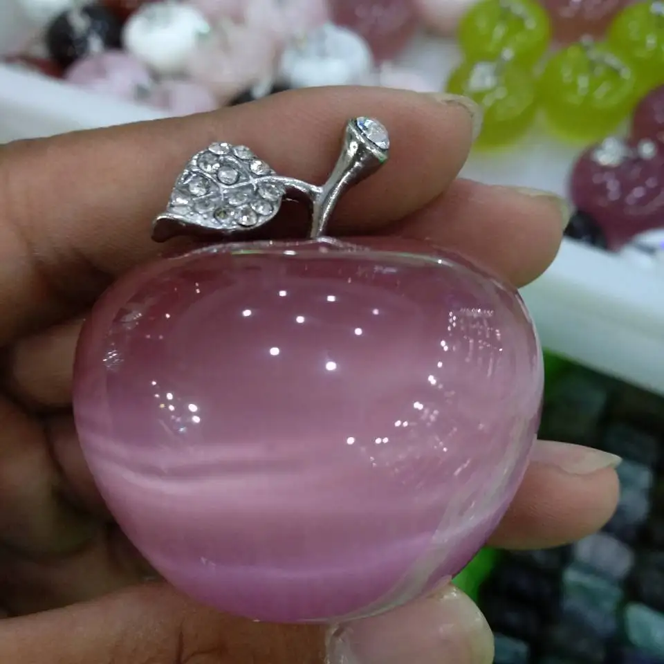 

Домашний декор розовый кристалл яблоко свадебное украшение белый хрустальный шар ремесло подарок День рождения Розовый стеклянный шар