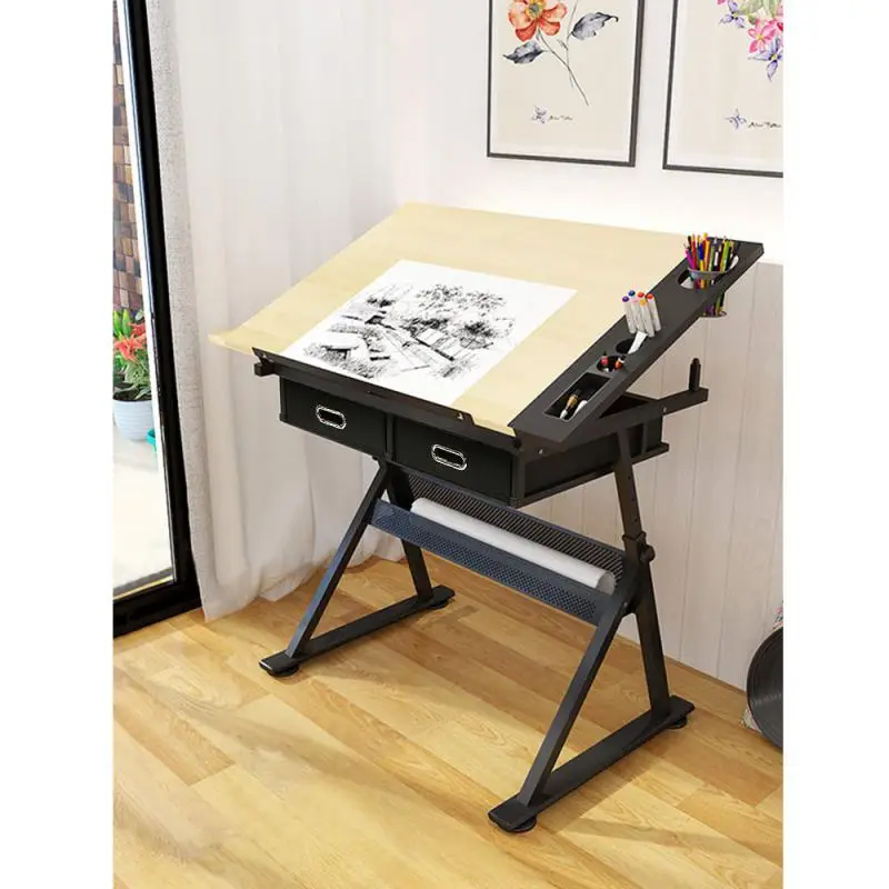 

Wooden Easel Desk Table Easel For Painting Office Desks Adjustable Designer Artist Workbench Easel Oil Paint Art Supplies HWC