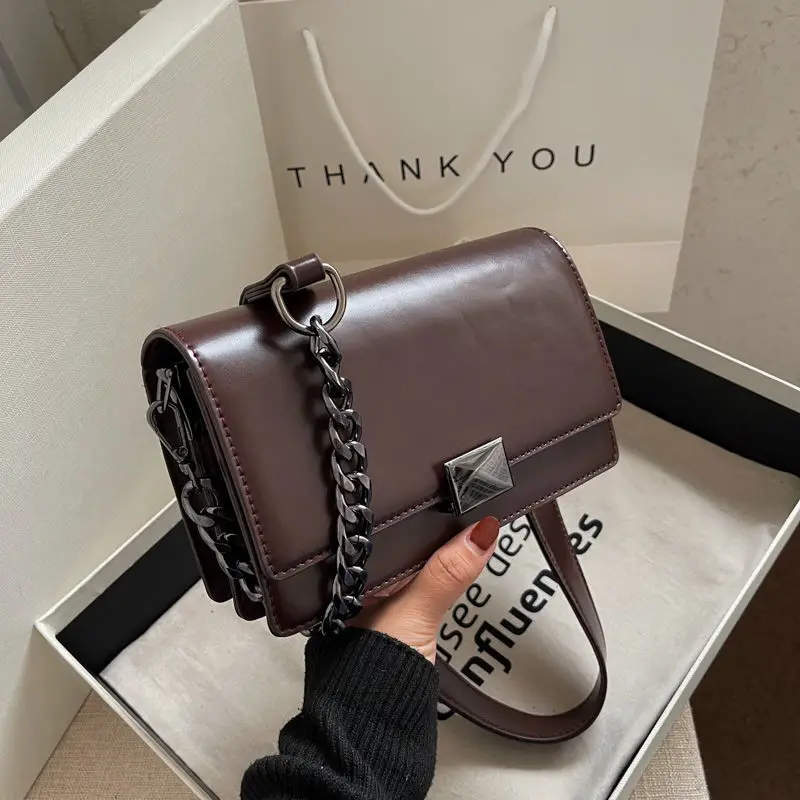 

Маленькая сумочка, женские кожаные кошельки на цепочке через плечо и сумки с тремя отделениями, Ретро сумка-слинг через плечо для женщин 2022