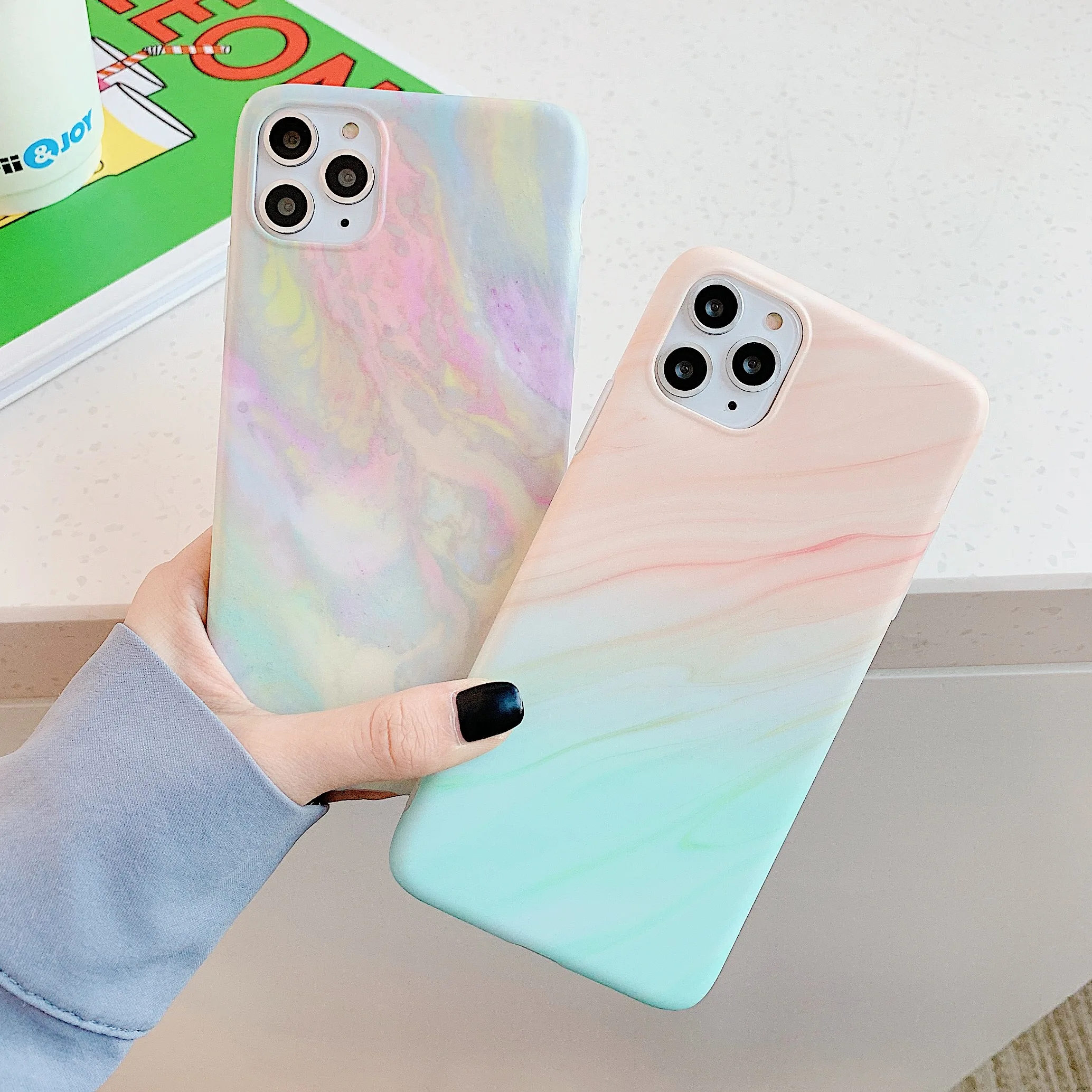 Чехол OTAO с градиентом для iPhone 11 Pro Max X XR XS MAX холодный мраморный чехол 7 8 6 6S Plus